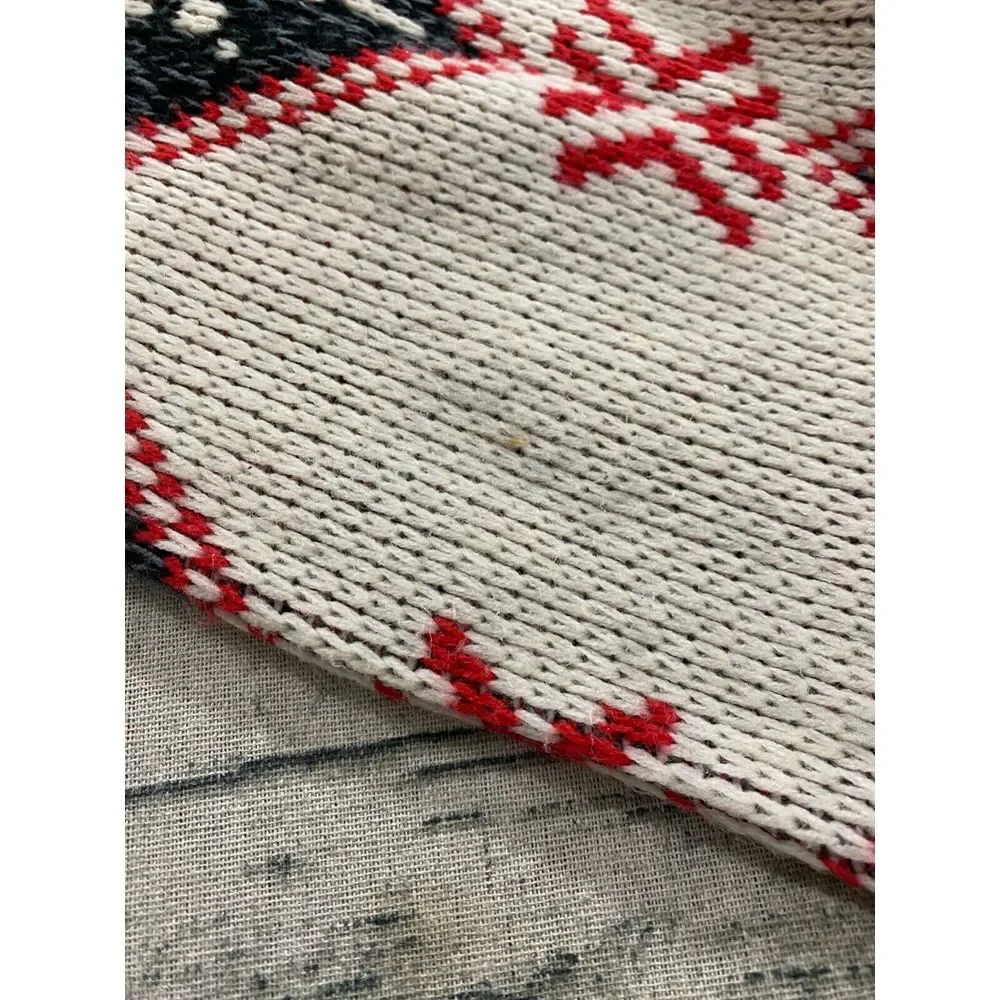 Mergers Vtg 80s Imported Fabric Argyle Star Snowflake Pattern Knit Sweater Retro